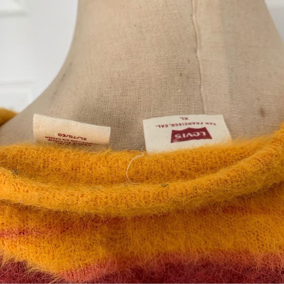 Levi’s Multi Color Striped Fuzzy Knit 'Cat' Cardigan Sweater Eclectic Maximalist - Picture 10 of 11